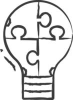 puzzle ampoule main tiré vecteur illustration