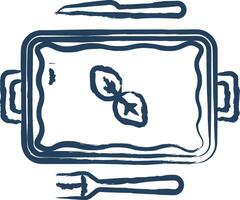 lasagne plat main tiré vecteur illustration