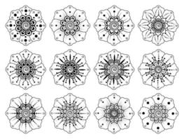 motif circulaire en forme de mandala avec fleur pour henné vecteur