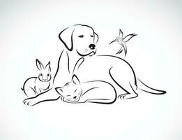 vecteur groupe de animaux domestiques - chien, chat, oiseau, lapin, isolé sur blanc Contexte