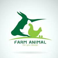 vecteur groupe de animal ferme étiqueter., vache, cochon, poulet, œuf. logo animal.