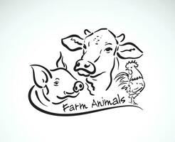 vecteur groupe de animal ferme étiqueter., vache, cochon, poulet., logo animaux. facile modifiable en couches vecteur illustration.