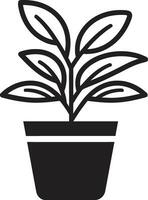 sérénité de la nature pot symbole art mis en pot élégance dans noir logo icône vecteur