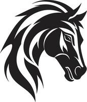 emblème de gracieux galop monochromatique icône majestueux cheval majesté noir emblème conception vecteur