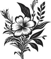 noir et blanc floral conception icône fleuri floral icône vecteur