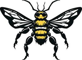 musclé ruche défenseur noir vecteur emblème royal aiguillon ambassadeur emblématique symbole