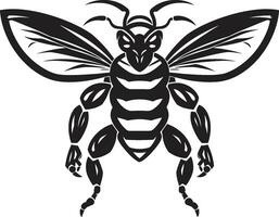 élégant ruche protecteur monochromatique vecteur aiguillon sentinelle frelon emblème conception