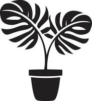 élégant verdure dans noir logo icône majestueux majesté de croissance vecteur plante pot