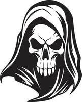 éternel transition dans noir sinistre logo art sérénités gardien iconique moissonneuse emblème vecteur