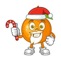 Orange fruit Père Noël dessin animé personnage détient Noël des sucreries vecteur