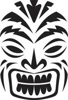 élégant symbole de culturel richesse monochrome emblème royal tiki art dans noir emblématique logo vecteur