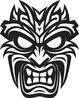 iconique art de le indigène monochromatique conception intemporel tiki talent artistique noir logo avec tribal flair vecteur