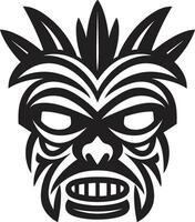 natures essence tiki symbole dans monochrome emblématique tribal charme logo conception avec tiki masque vecteur