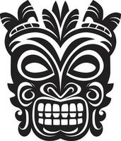 simpliste totem monochromatique masque silhouette noble Gardien de tradition noir vecteur emblème