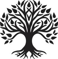 silhouette arbre emblème moderne noir logo conception natures beauté iconique monochromatique arbre vecteur