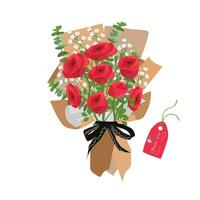 bouquet de Rose. Rose bouquet vecteur illustration. l'amour fleur. floral bouquet enveloppé dans cadeau papier. cadeau pour spécial jour, comme anniversaire, Valentin jour, aux femmes jour, fête des mères