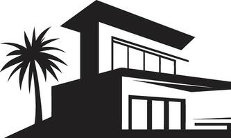 Urbain icône de beauté villa immobilier symbole moderne villa majesté noir logo emblème vecteur