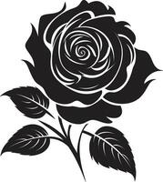 élégant Rose emblème moderne noir logo conception botanique beauté iconique monochromatique Rose vecteur