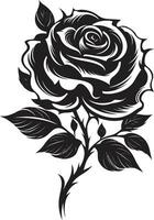 royal Rose majesté emblématique Floraison emblème sérénité dans noir et blanc épanouissement des roses vecteur