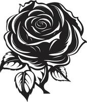 minimaliste emblème de des roses monochrome emblème noble Gardien de aime beauté noir logo art vecteur