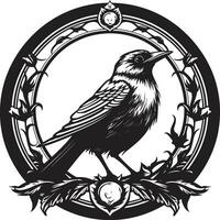 élégant mélodie dans noir logo emblème simpliste rouges-gorges chanson vecteur oiseau conception