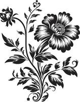 noir floral icône à faire votre conception supporter en dehors noir floral icône à ajouter une toucher de la nature à votre conception vecteur