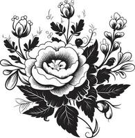 noir floral icône à créer une français pays conception noir floral icône à créer une toscan conception vecteur