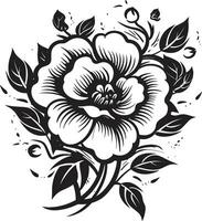 noir floral icône pour une boho Regardez noir floral icône pour une rustique Regardez vecteur