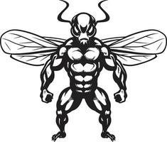 emblématique insecte majesté musclé logo conception royal frelon silhouette noir icône vecteur