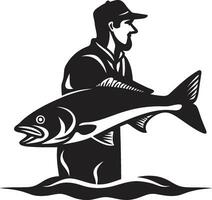 pêcheurs esprit logo symbole de force résistance et surmonter défis pêcheurs cœur logo symbole de la compassion générosité et l'amour de le Naturel monde vecteur