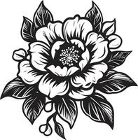 noir et blanc floral icône minimaliste floral icône vecteur