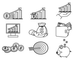 la finance croissance contour icône ou la finance ensemble de la toile Icônes dans ligne style vecteur