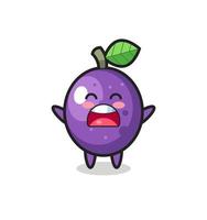 mascotte mignonne de fruit de la passion avec une expression de bâillement vecteur