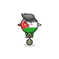 le mignon personnage insigne du drapeau palestinien fait du vélo de cirque vecteur