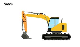 excavatrice lourd équipement plat illustration, excavatrice lourd équipement logo modèle vecteur