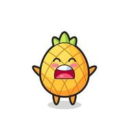 Adorable mascotte d'ananas avec une expression de bâillement vecteur