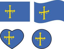 asturies drapeau icône. agitant drapeau de asturies. cœur asturies drapeau. rond asturies drapeau. plat style. vecteur