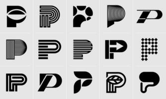 numérique affaires ligne lettre p logo icône conception ensemble vecteur