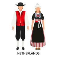 une couple de une homme et une femme dans néerlandais populaire déguisements. culture et traditions de le Pays-Bas. illustration, vecteur