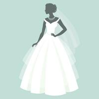 la mariée dans une mariage robe, silhouette. luxe mariage illustration, modèle pour invitation, cartes. illustration, vecteur