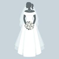 la mariée dans une mariage robe, silhouette. luxe mariage illustration, modèle pour invitation, cartes. illustration, vecteur