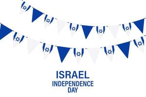 Israël indépendance journée. bannière avec une guirlande de bleu et blanc drapeaux et confettis, israélien drapeaux. illustration, vecteur