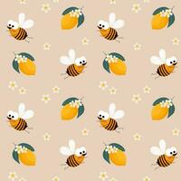 sans couture modèle, mignonne dessin animé les abeilles, citrons et fleurs sur une délicat Contexte. dessin animé bébé imprimer, textile, fond d'écran, enfants chambre décor. vecteur