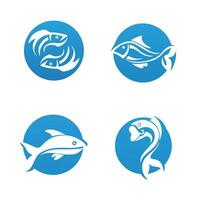 modèle de logo de conception d'icône abstraite de poisson, symbole vectoriel créatif du club de pêche ou de la boutique en ligne.