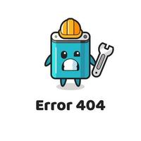 erreur 404 avec la mascotte mignonne de la banque d'alimentation