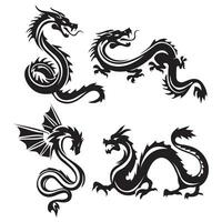 dragon tatouage logo conception silhouette vecteur