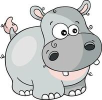 dessin animé griffonnage de adorable hippopotame vecteur