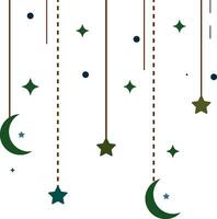 silhouette de guirlande de banderoles suspendues à la lune et aux étoiles vecteur