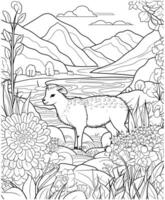 mouton coloration page ligne art vecteur