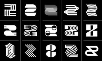 géométrique ligne lettre z logo icône conception ensemble vecteur